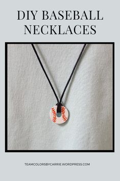 a baseball necklace is shown with the words diy baseball necklaces written on it