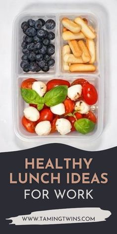 healthy lunch ideas for work with text overlay