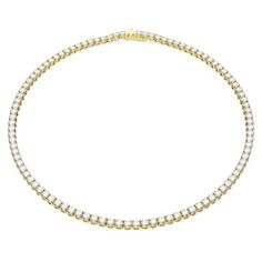 Matrix Tennis necklace, Round cut, White, Gold-tone plated by SWAROVSKI Cotton Gloves, Tennis Necklace, Clear Stone, Someone Special, Plate Design, Branded Bags, Everyday Style, Matrix, Round Cut