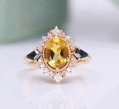 The design can be made with gemstones and metal (14K/18K Gold & 925 Sterling Silver) of your choosing. If you would prefer a custom ring, please contact us before purchase so that we can convert your thoughts into reality. PRODUCT DETAILS: Sku Number  8x6mm Oval shape Citrine Gemstone  . Accents: Moissanite, Black Spinal Metal is 925 Sterling silver with 925 Stamped on shank. Plating - 14k Rose gold Vermeil. TYPES OF PLATING, VERMEIL & THEIR BENEFITS :-  1) Rhodium Plating: Rhodium is a precious metal that is in the family of platinum. There are many upsides of rhodium plated jewelry. First, it increases shine, luster and durability. Additionally, it makes jewelry more resistant to scratches and less prone to tarnish. Rhodium plating is nickel free hence it makes jewelry hypoallergic. 2) Y Ring For Wife, Silver Engagement Ring, 14k Rose Gold Ring, Custom Ring, Citrine Gemstone, Silver Engagement Rings, Ring Wedding, Promise Ring, Jewelry Plate