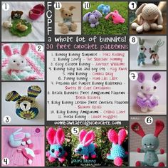 crochet patterns for bunny bunnies and other stuffed animals are featured in this article