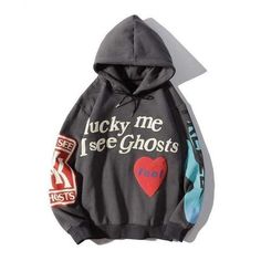 size 2xl or xl Lucky Me I See Ghosts, I See Ghosts, Mode Harajuku, Velvet Sweatshirt, Lucky Me, Loose Hoodie, Kid Cudi, Zip Hoodies, Legging Sport