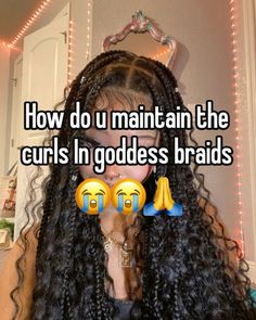 #goddess #goddessboxbraids #braids #curly #girlhood #girlystuff #blackgirlshairstyles #blackgirlsrock Hairstyles To Do On Goddess Braids, Goddess Braid Natural Hair, Goddess Braids Vs Boho Braids, Cute Goddess Braids Hairstyles, Black People Braids Hairstyles, Goddess Braids Blonde And Black, Goddess Bubble Braids, Braids For Black Women Curly, Styling Boho Braids