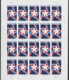 stamps with red, white and blue stars on them