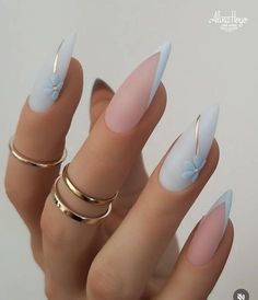 Pink Nail Art, Pretty Nail Art Designs, Blue Nail, Nail Designs Spring, Dope Nails, Nail Arts, Best Acrylic Nails