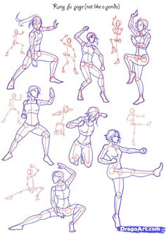 some drawings of people doing different poses and postures in various positions, including the arms and