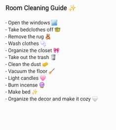 the room cleaning guide is open and ready to be used