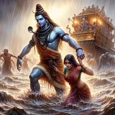 an image of the god and woman in the water