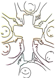 an image of three people reaching up to the cross