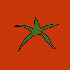 an orange background with a green starfish on the bottom right corner and red bottom corner