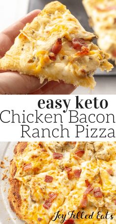 easy keto chicken bacon ranch pizza on a plate