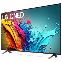 the lg oleed tv is shown with colorful splashes