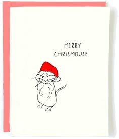 a christmas card with a cartoon rat wearing a santa hat and the words merry mouse written on it