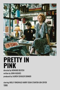 a movie poster for pretty in pink with two women sitting at a counter and one man standing