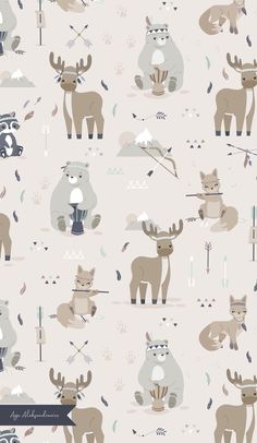 an animal themed wallpaper with animals and arrows