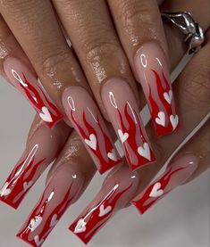 Valentines Day Nails Red, Nail Art Almond Nails, Nails Inspo Aesthetic, Cute Valentines Nails, Vday Nails, Valentines Day Nails, Carpet Ideas, Drip Nails, Nail Designs Valentines