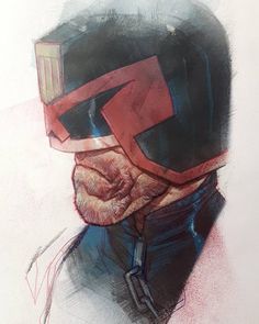 a drawing of a man wearing a helmet