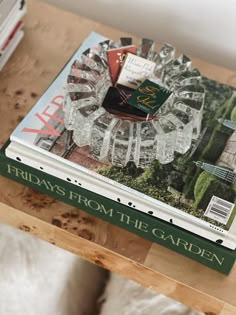 a book sitting on top of a wooden table