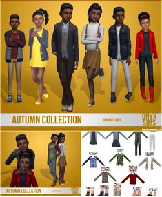 an image of the autumn collection for males and females in various poses, from male to female