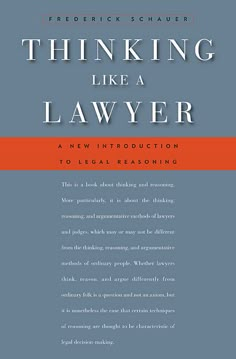 a book cover with the title thinking like a lawyer