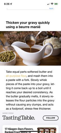 an email post showing how to make gravy