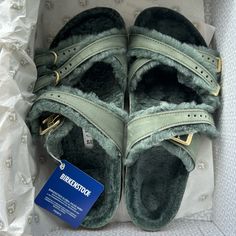 Birkenstock Franca Shearling In Color Thyme Insole: Fur Upper: Nubuk Leather Size 39 Eu - Regular Fit Made In Germany Shearling Birkenstock, Birkenstock Franca, Birkenstock Green, Shoes Birkenstock, Birkenstock Shoes, Thyme, Women's Shoes Sandals, Kyoto, Birkenstock