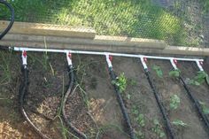 the garden hoses are connected to the ground