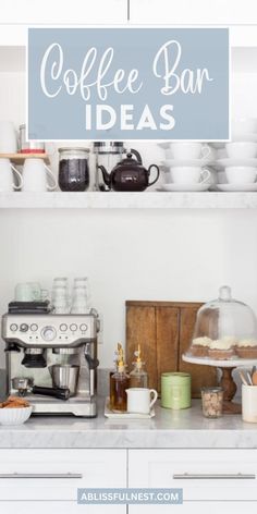 the coffee bar is organized and ready to serve