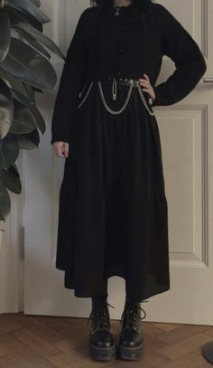 #alternativefashion #altgirl #outfits Nonbinary Goth Outfits, Goth Tea Party Outfit, Black Witchy Outfits, Witchy Goth Outfit, Alt Academia, Witchy Goth Style, Goth Tomboy, Modest Goth, Goth Moodboard