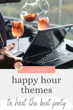 Virtual Happy Hour Themes To Host The Best Party Happy Hour Event Ideas, Happy Hour Decorations, Work Happy Hour, Happy Hour Ideas For Work, Zoom Activities For Adults, Happy Hour At Home Ideas