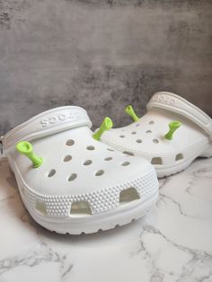 3D printed Hard Plastic Select either a 2k (1 ear per shoe) or 4pk (2 ears per shoe) Fits both Croc brand and off brand clog shoes Off Brand, Clog Shoes, Shoe Fits, Clogs Shoes, Shoe Charms, Electronic Items, Hard Plastic, 3d Printed, Stocking Stuffers