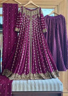 Lehenga Embroidery, Long Maxi Gowns, Anniversary Dress, Decatur Ga, Dresses Purple, Net Dress