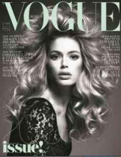 a woman with long blonde hair is featured on the cover of an issue of magazine