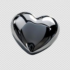 a shiny black heart shaped object on a transparent background