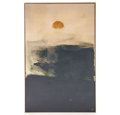 an abstract painting with brown and black colors on the bottom, in front of a white background