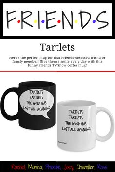 two coffee mugs with the words friends and tarjets written on them in different languages