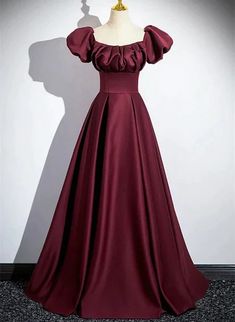 Wine Red Satin Off Shoulder Long Party Dress Red Satin Prom Dress, Prom Dress Simple, Beaded Party Dress, Prom Dresses Simple, Floral Dress Formal, Party Dress Sale, Floor Length Prom Dresses, Red Evening Dress, Blue Evening Dresses