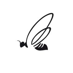 a black and white drawing of a bird's wing with a flower on it