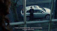 a man standing in front of a car with the caption i was unconditionalally and irrecocably in love with him