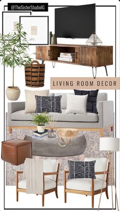 the living room is decorated in neutral colors