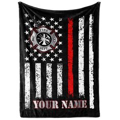 an american flag with the fire department on it