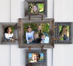 a group of four pictures hanging on a wall