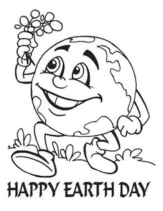 happy earth day coloring page for kids