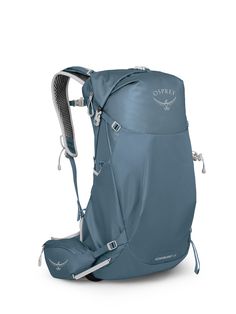 the ospree backpack is shown in blue