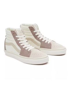 vans sk8-hi sneaker with cream and brown color blocking Cute Vans High Tops, Cute Vans, Skate Shoe, High Top Vans, Ankle Support, Sk8 Hi, Vans Sk8, Shoe Size Chart, Side Stripe