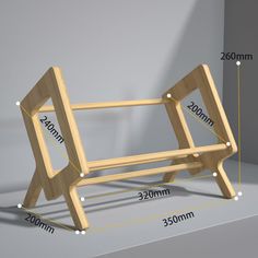 a wooden bench is shown with measurements for the seat and footrests on it