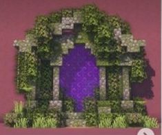 an image of a purple door surrounded by greenery