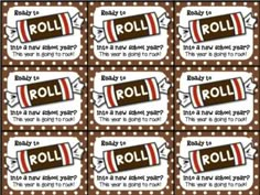 red and white polka dot printable candy bar wrappers with the words roll on them