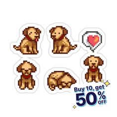 stickers with dogs and hearts on them