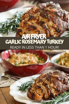 garlic rosemary turkey recipe with text overlay